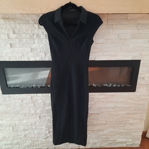 Ted baker fitted bodycon black zip front dress